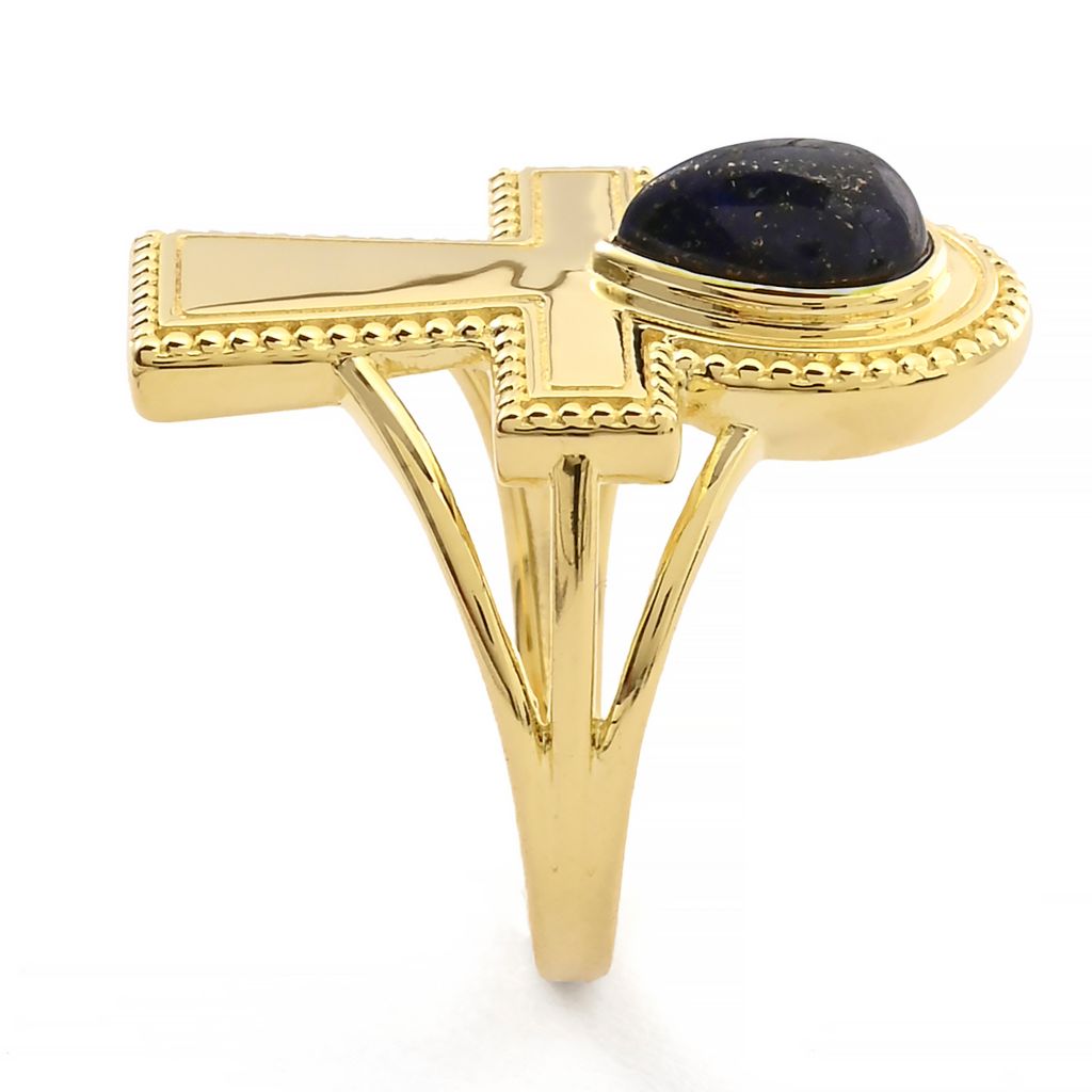 passport-to-egypt-18k-gold-plated-8x6mm-pear-shape-lapis-ankh-cross-ring