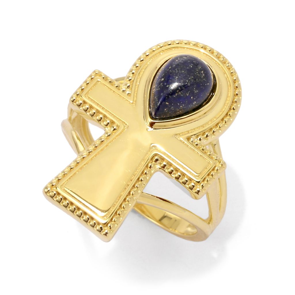 passport-to-egypt-18k-gold-plated-8x6mm-pear-shape-lapis-ankh-cross-ring