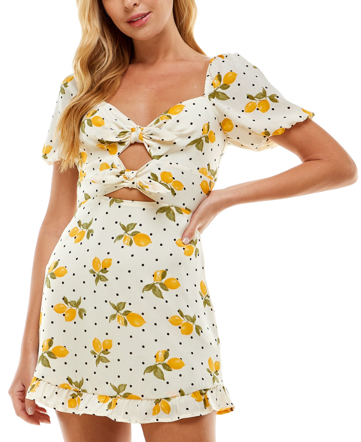 juniors-cutout-tie-front-dress