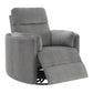 Sagen Charcoal Chenille Glider Recliner with Swivel
