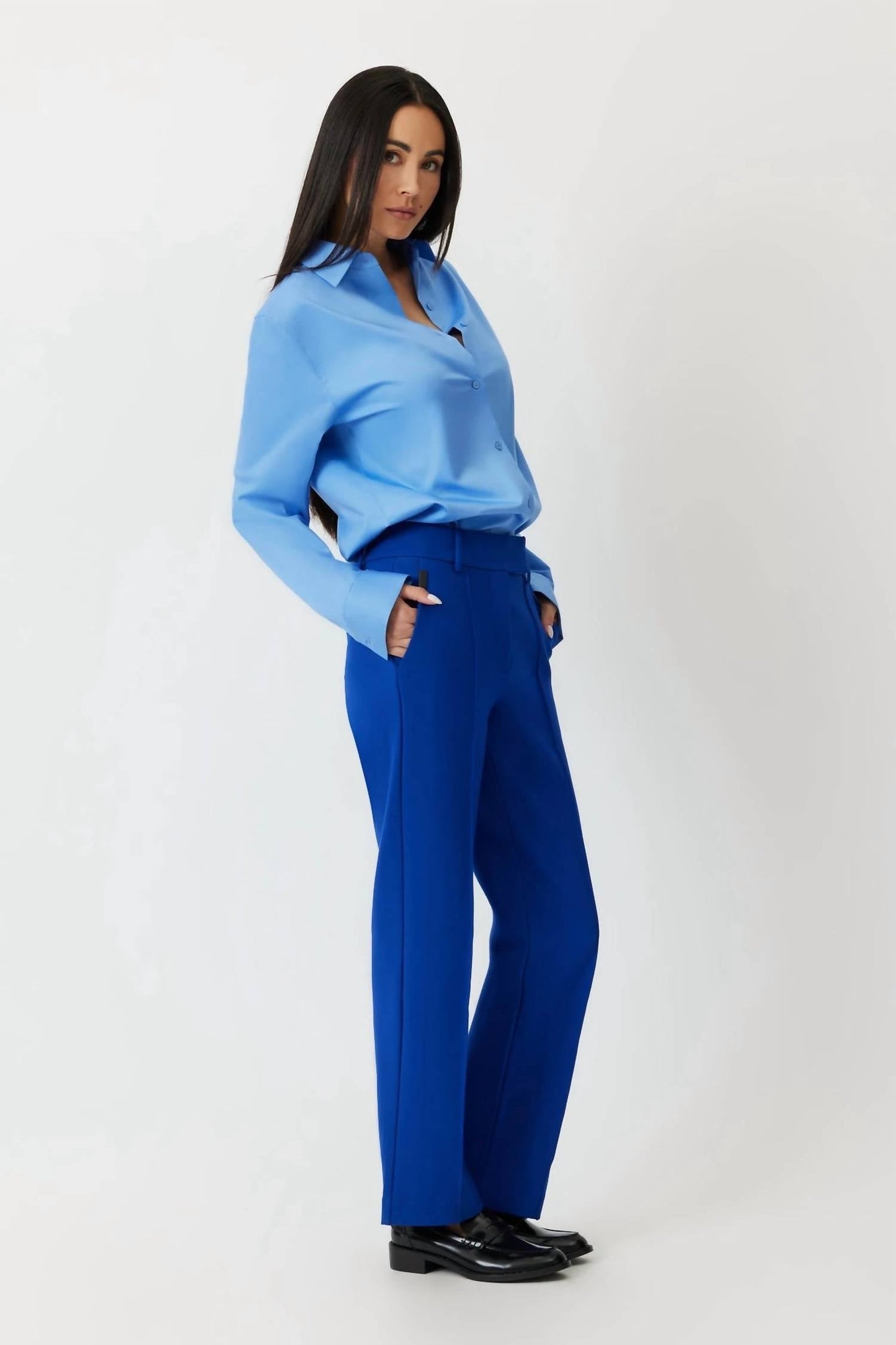 Grey/Ven - Paris Mid-rise Straight Leg Ponte Trousers