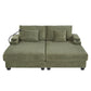 Modern Chaise Sofa With Adjustable Backrest, Cup Holders, Phone Holder & Storage Compartments
