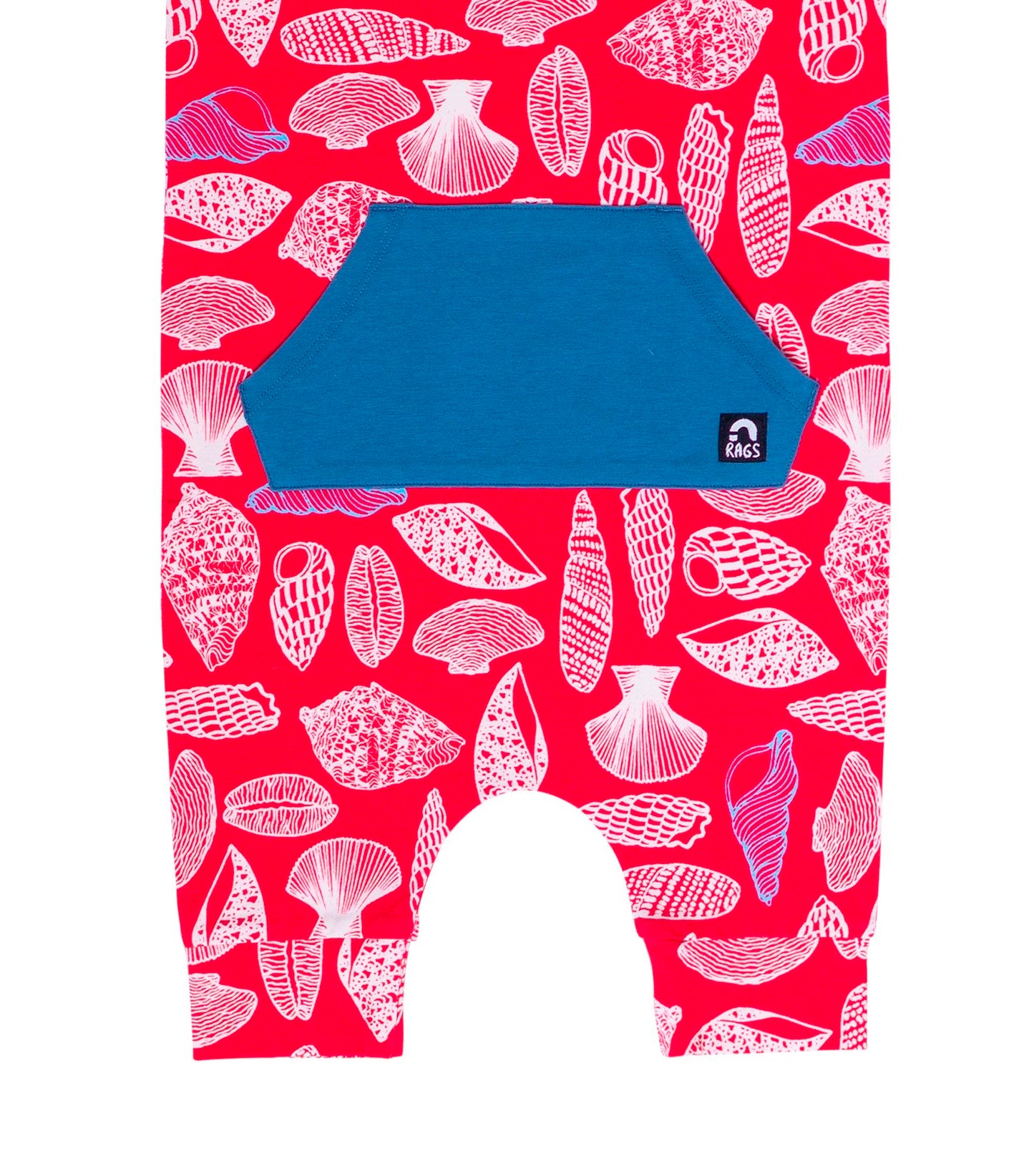 RAGS Apparel Kid's Tank Kangaroo Pocket Hooded Capri Rag Romper Red Size 18-24M