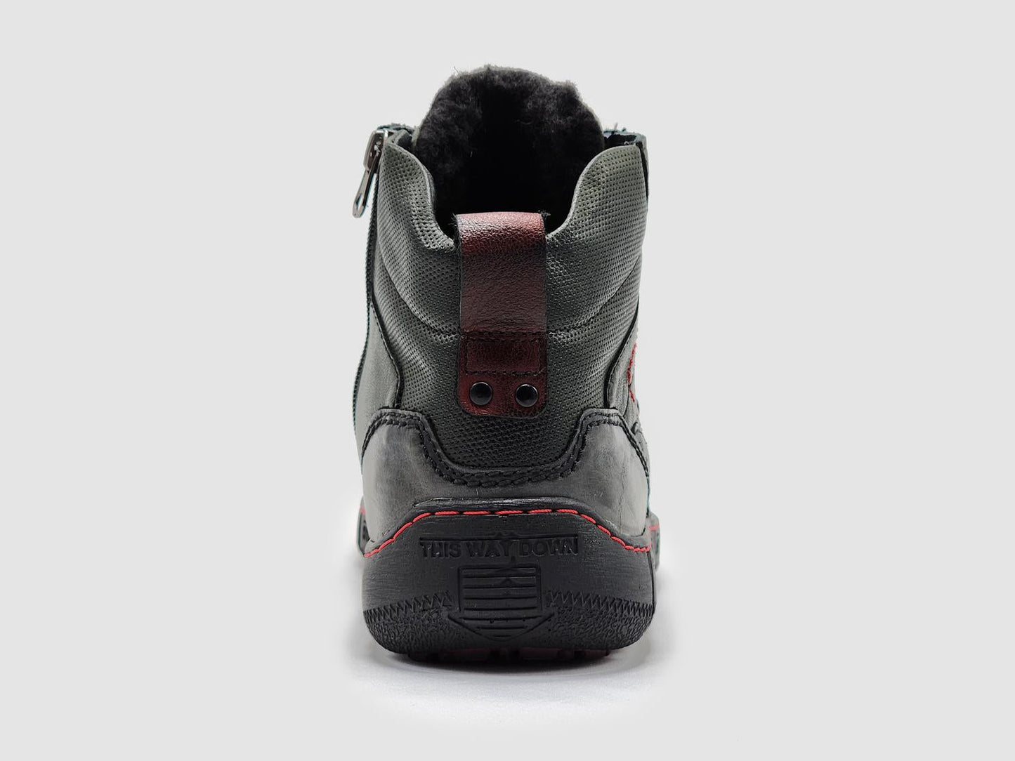 Kcr Group - Men's Comfort Thick Fur-Lined Zip-Up Leather Boots