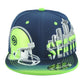 Seattle Seahawks Theme Football City Flat Bill Adjustable Helmet Stripes Hat Cap