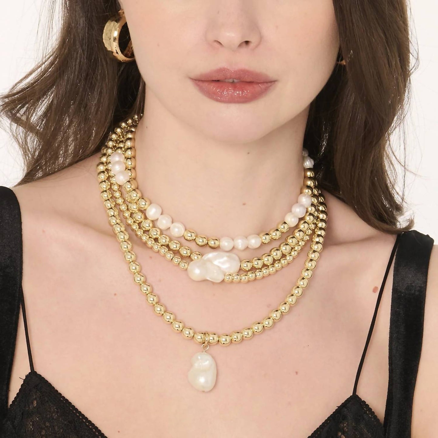 Eklexic - Women's Poppy Horizontal Pearl & Bead Necklace