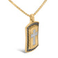 14K Yellow Gold Plated Sterling Silver 1/4 Cttw Diamond Cross Dog Tag Pendant Necklace