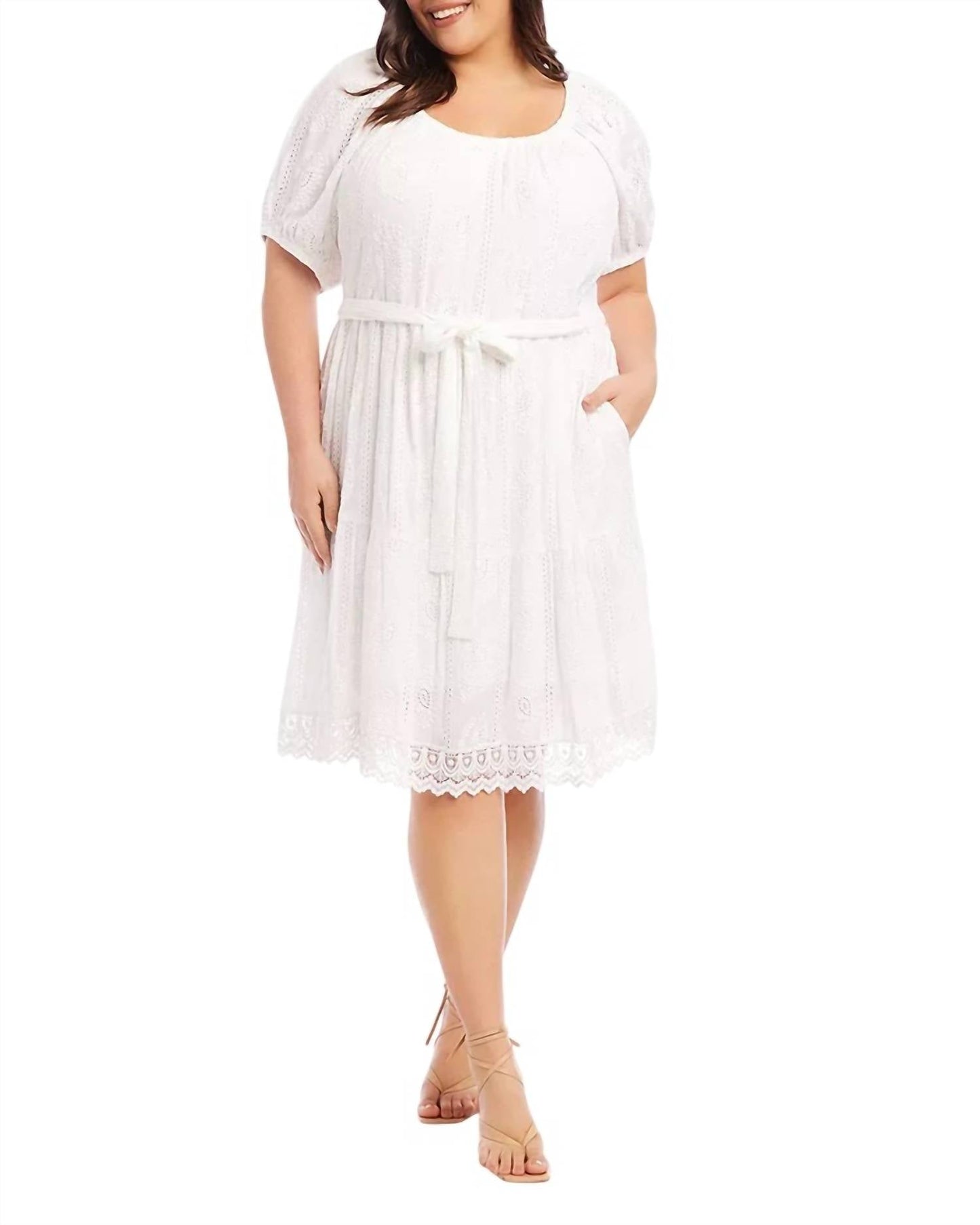 Karen Kane - Embroidered Eyelet Puff Sleeve Dress