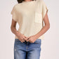 Elan - Sweater Cap Sleeve Crew Neck Top