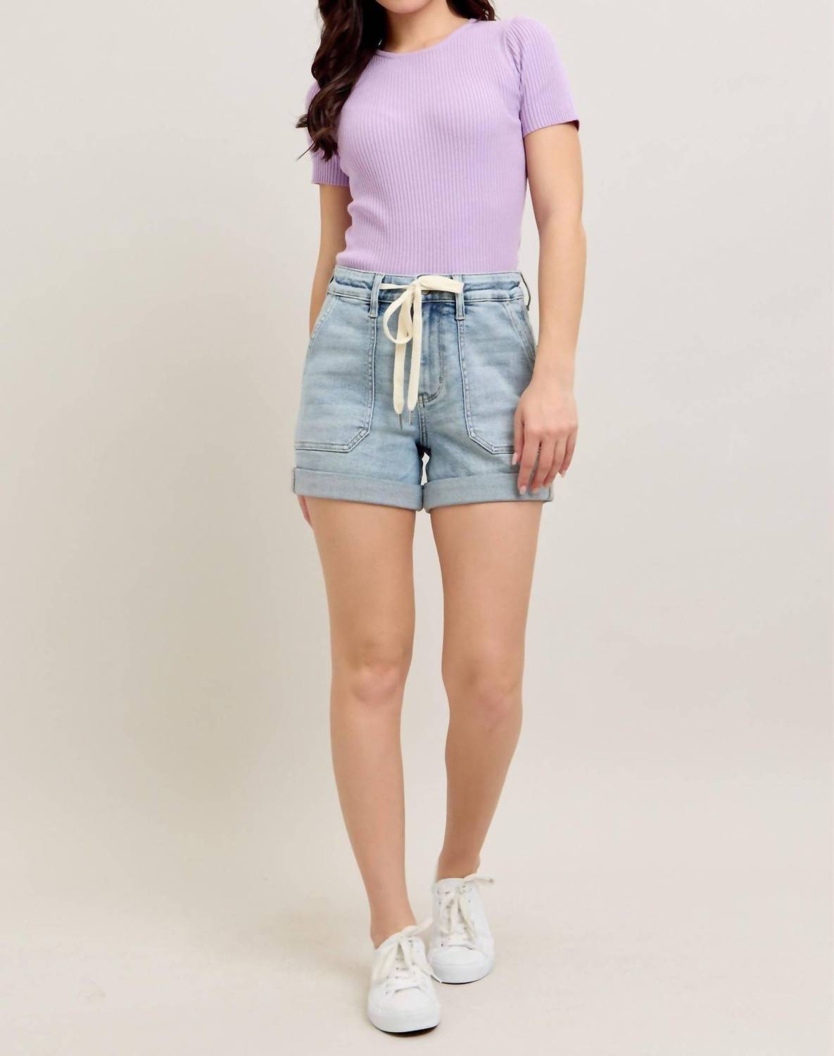 Judy Blue - High Waist Cuffed Jogger Denim Short