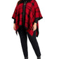 Anne Klein Plus Size Faux Fur Trim Plaid Zip-Up Poncho Top