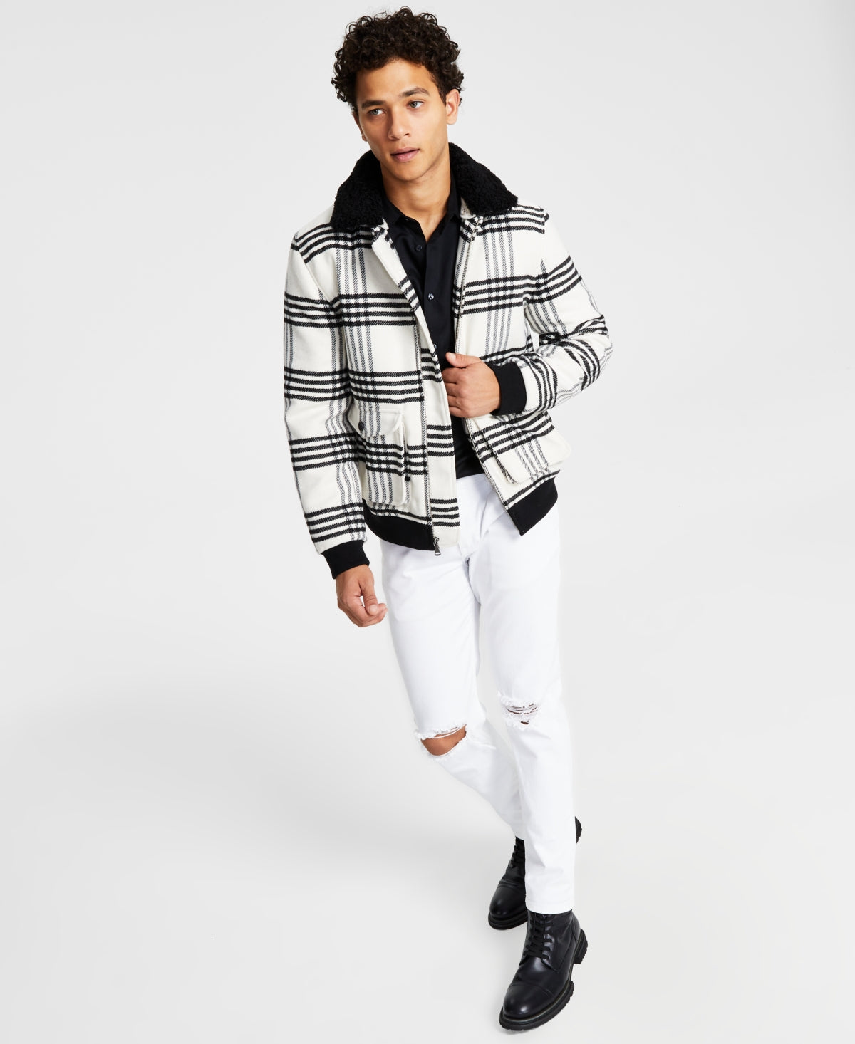 mens-loki-fleece-collar-plaid-jacket-white