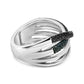 Sterling Silver 1/2 Cttw Black and Blue Diamond Crossover Bypass Ring