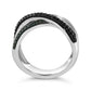Sterling Silver 1/2 Cttw Black and Blue Diamond Crossover Bypass Ring