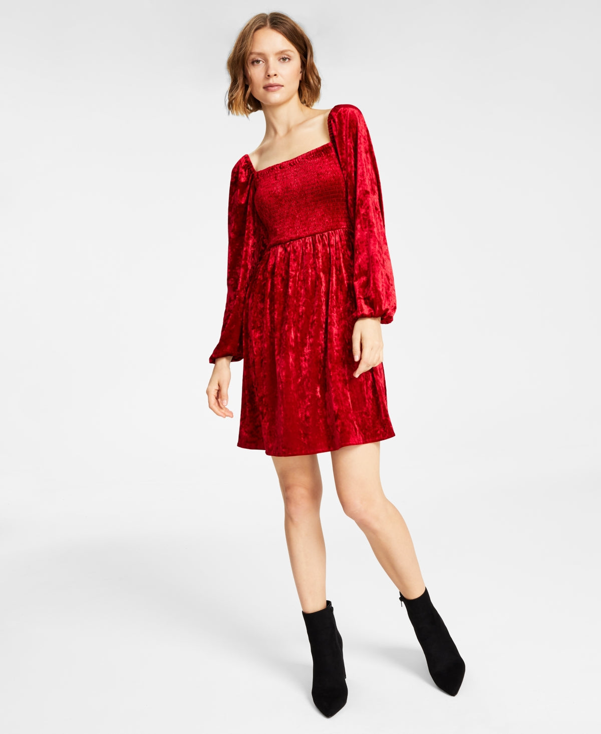 Bar III Women's Velvet Mini Fit & Flare Dress