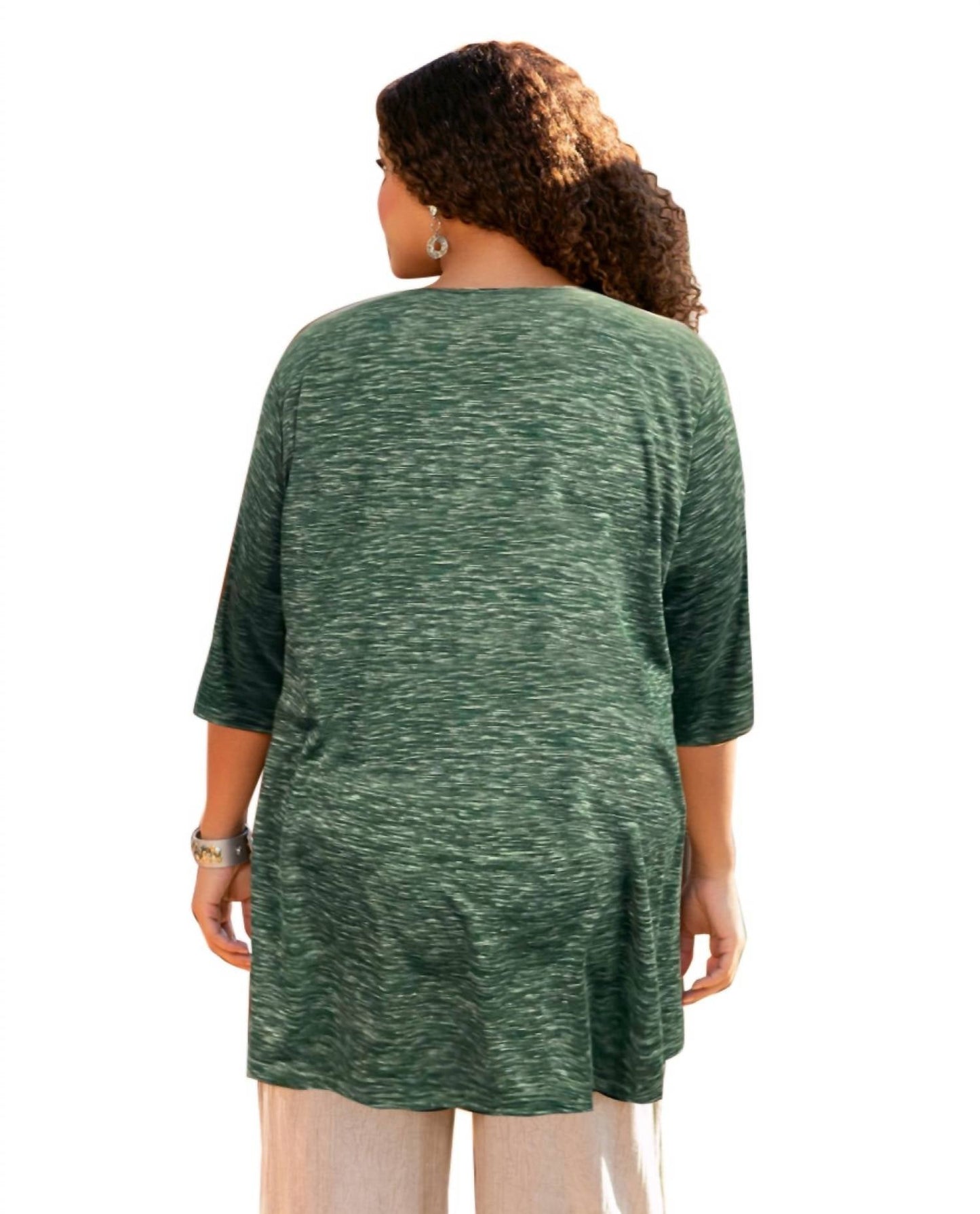 On The Plus Side - Plus Size 3/4 Sleeve Heartwood Henley Tee
