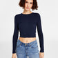 Tommy Jeans Women's Back-Cutout Ribbed Long-Sleeve Top