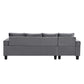 Modern Sectional Sofa Set with L Shape Chaise Lounge and Storage in Grey Velvet Fabric