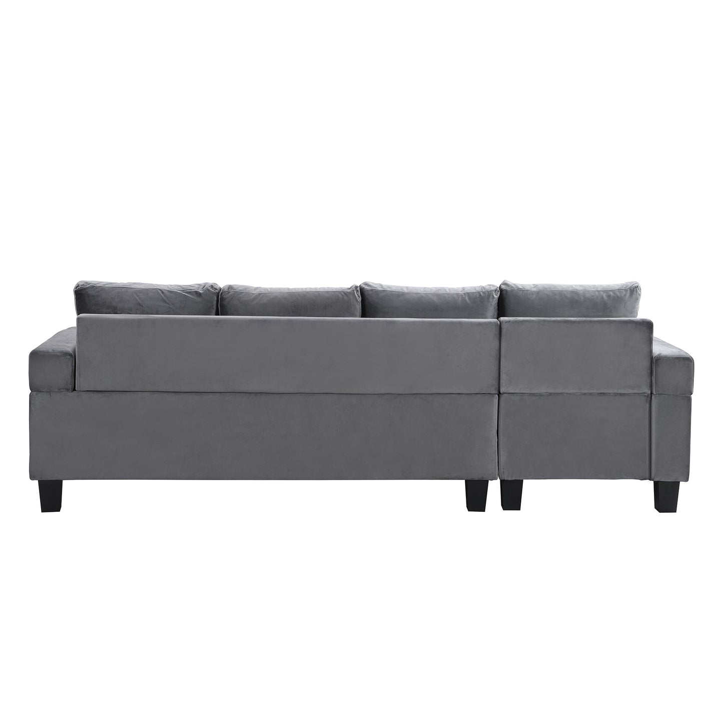 Modern Sectional Sofa Set with L Shape Chaise Lounge and Storage in Grey Velvet Fabric