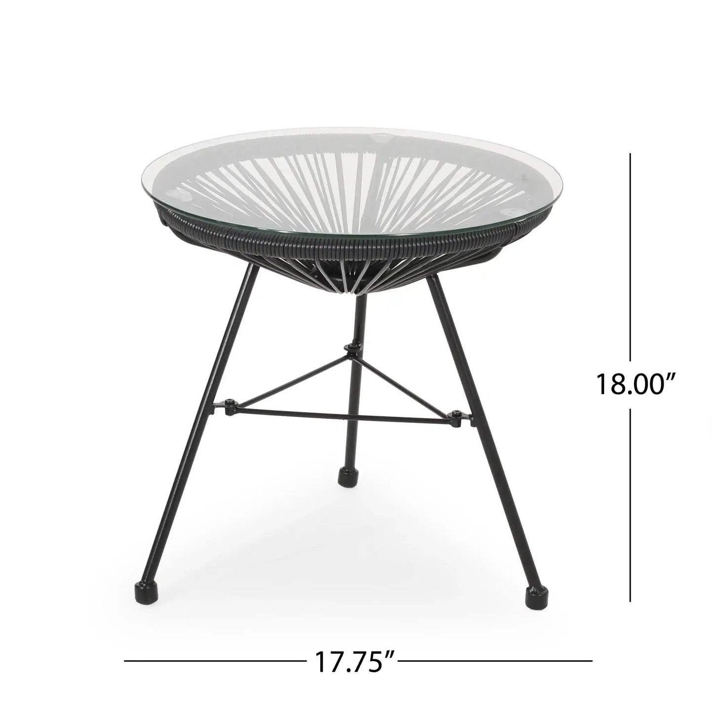 Nusa Modern Rattan Side Table With Tempered Glass Top