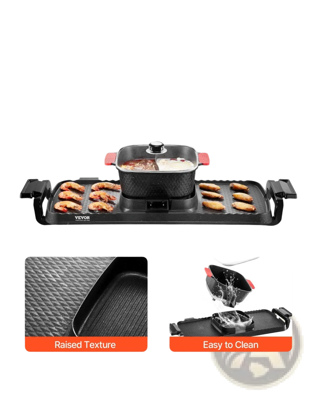 2300w Hot Pot Grill 2-in-1 Electric Bbq Pan 3.25l