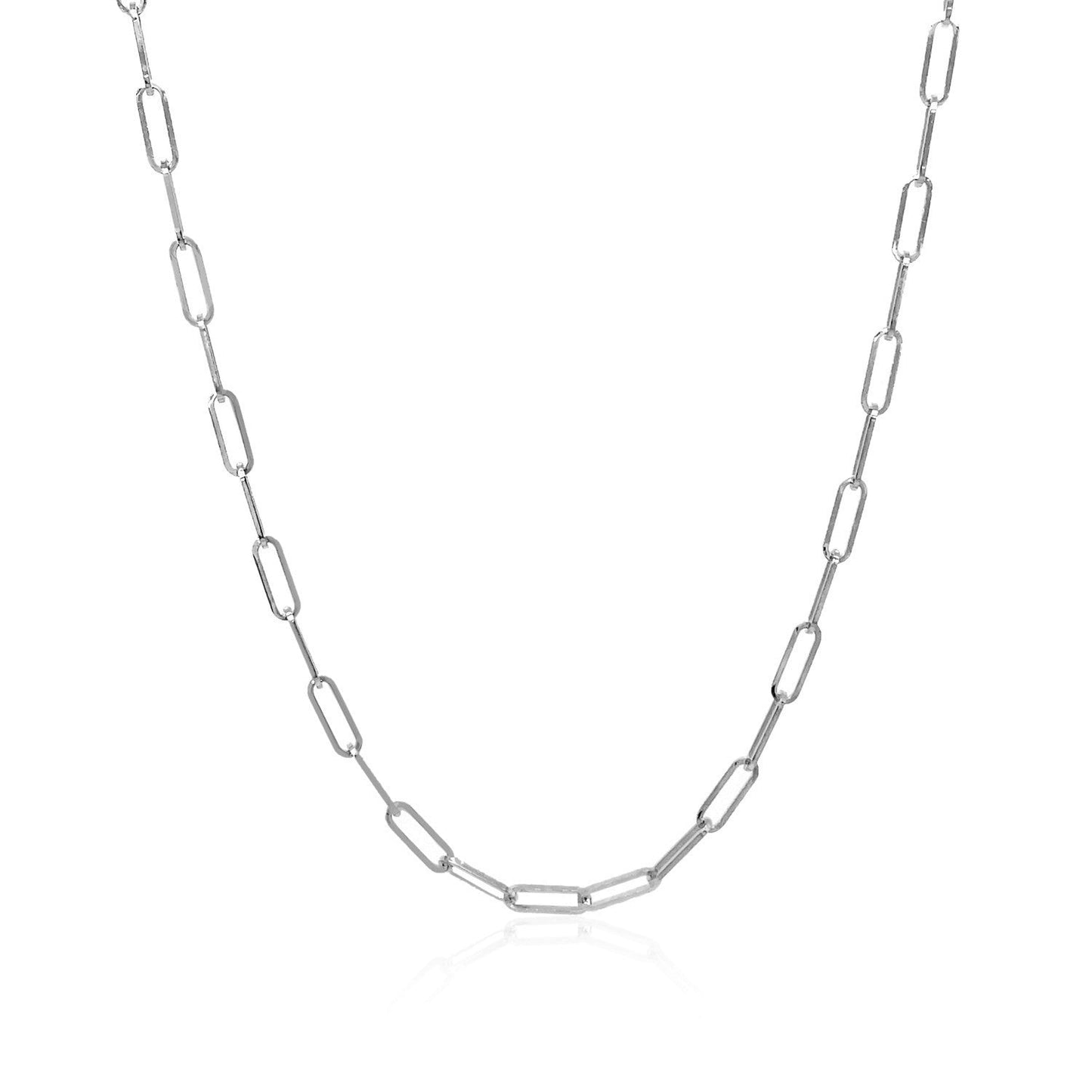 14K सफ़ेद सोने की नाज़ुक पेपरक्लिप चेन (2.1मिमी)