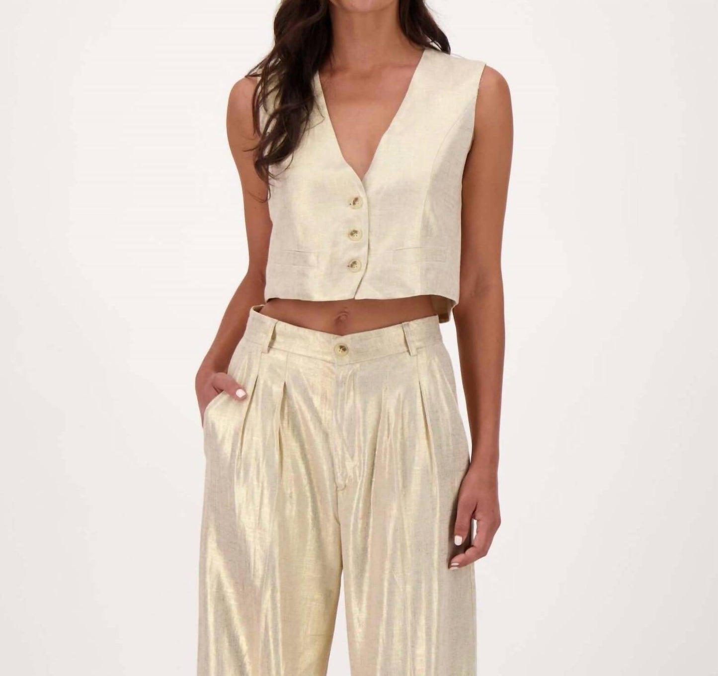 Gabby Isabella - Solid Button Front Vest