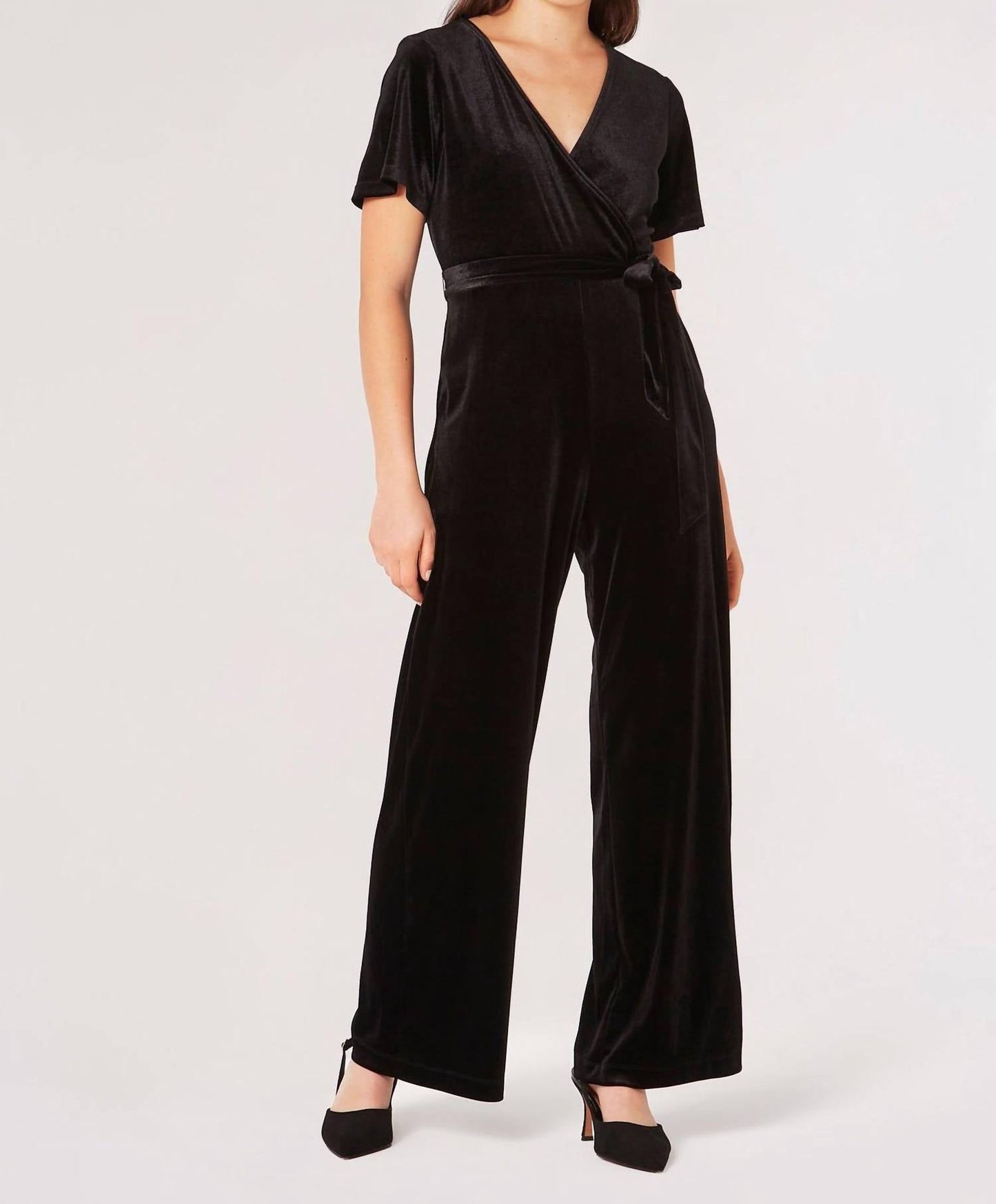 Apricot - Angel Velvet Wrap Jumpsuit