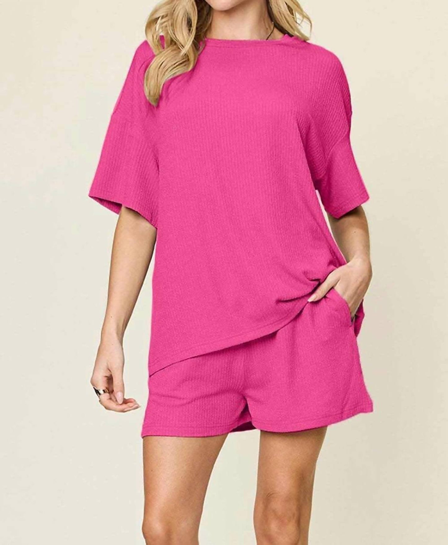 Double Take - Cozy Comfy Fit T-shirt & Shorts Set