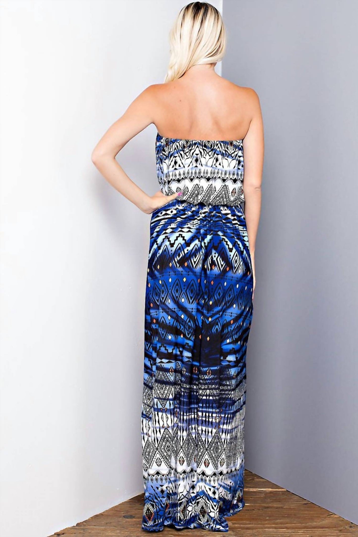 143 Story - Aztec Strapless Maxi Dress