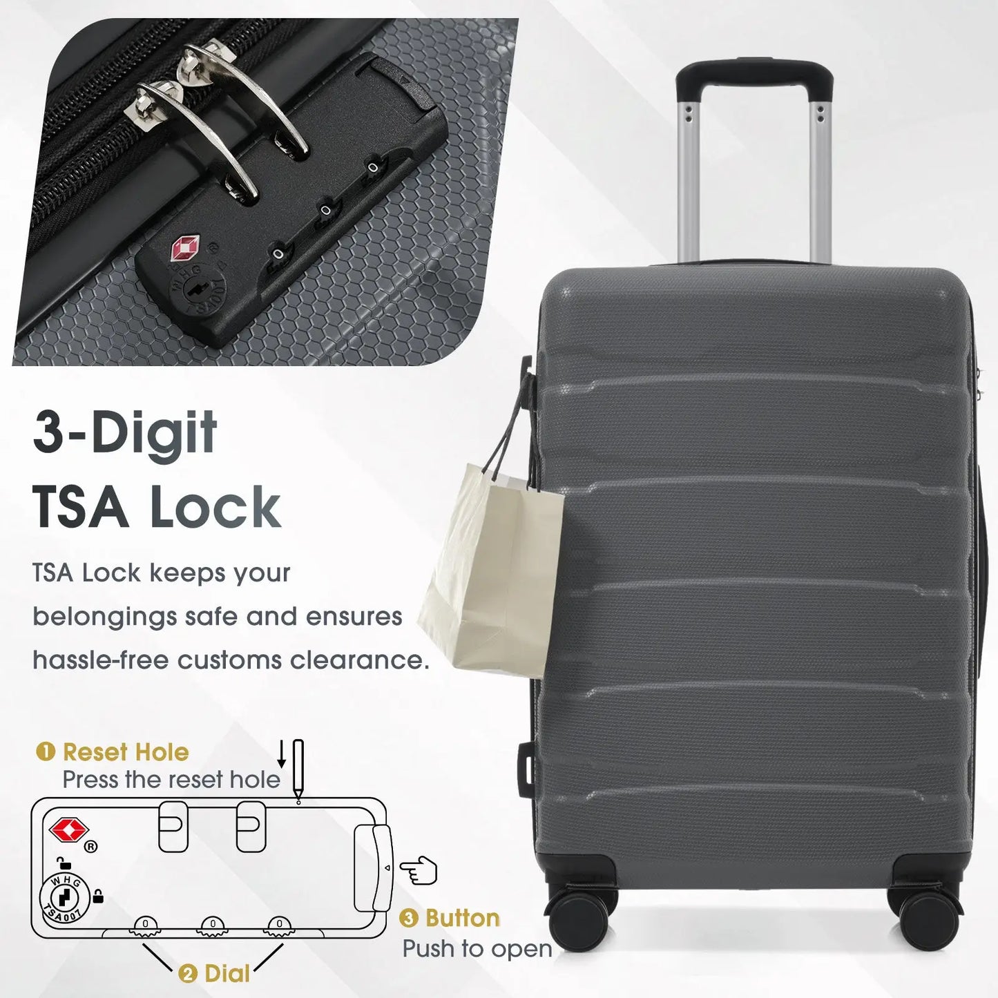 24 Inch Expandable Hardshell Checked Luggage with Tsa Lock
