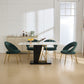 Velvet Fabric Dining Chair with Curved Backrest and Golden Metal Legs
