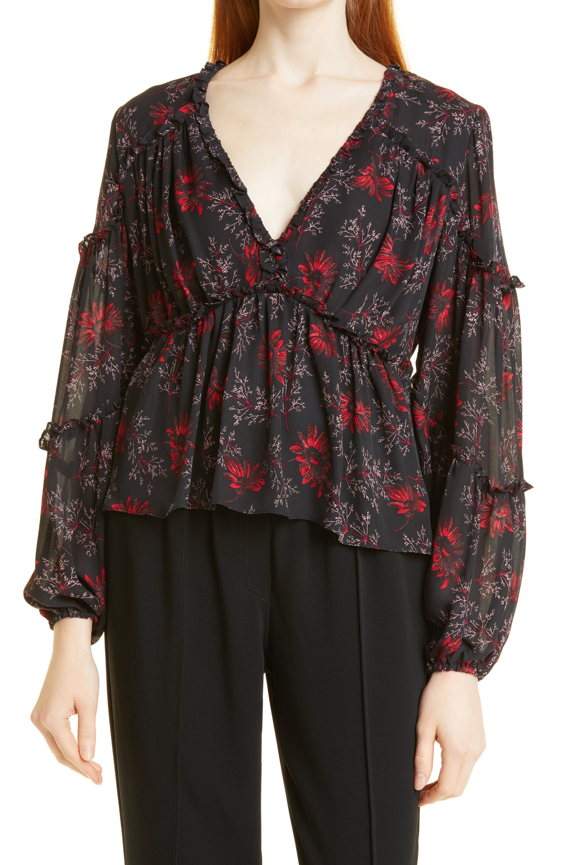 cinq-a-sept-simmons-long-sleeve-top-raspberry-multi