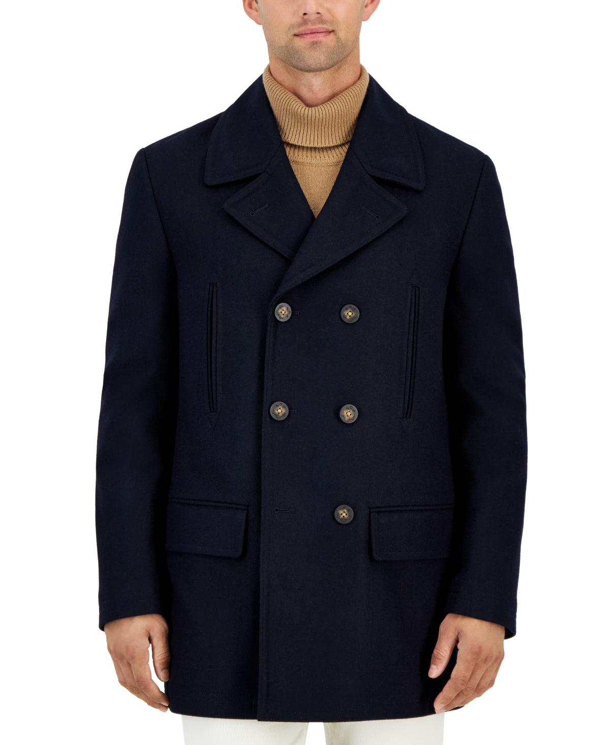 Michael Kors Men's Classic Fit Double-Breasted Wool Blend Peacoats