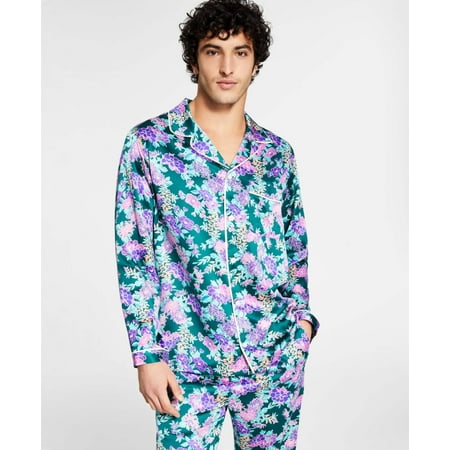 mens-green-printed-satin-pajama-top-xxlarge