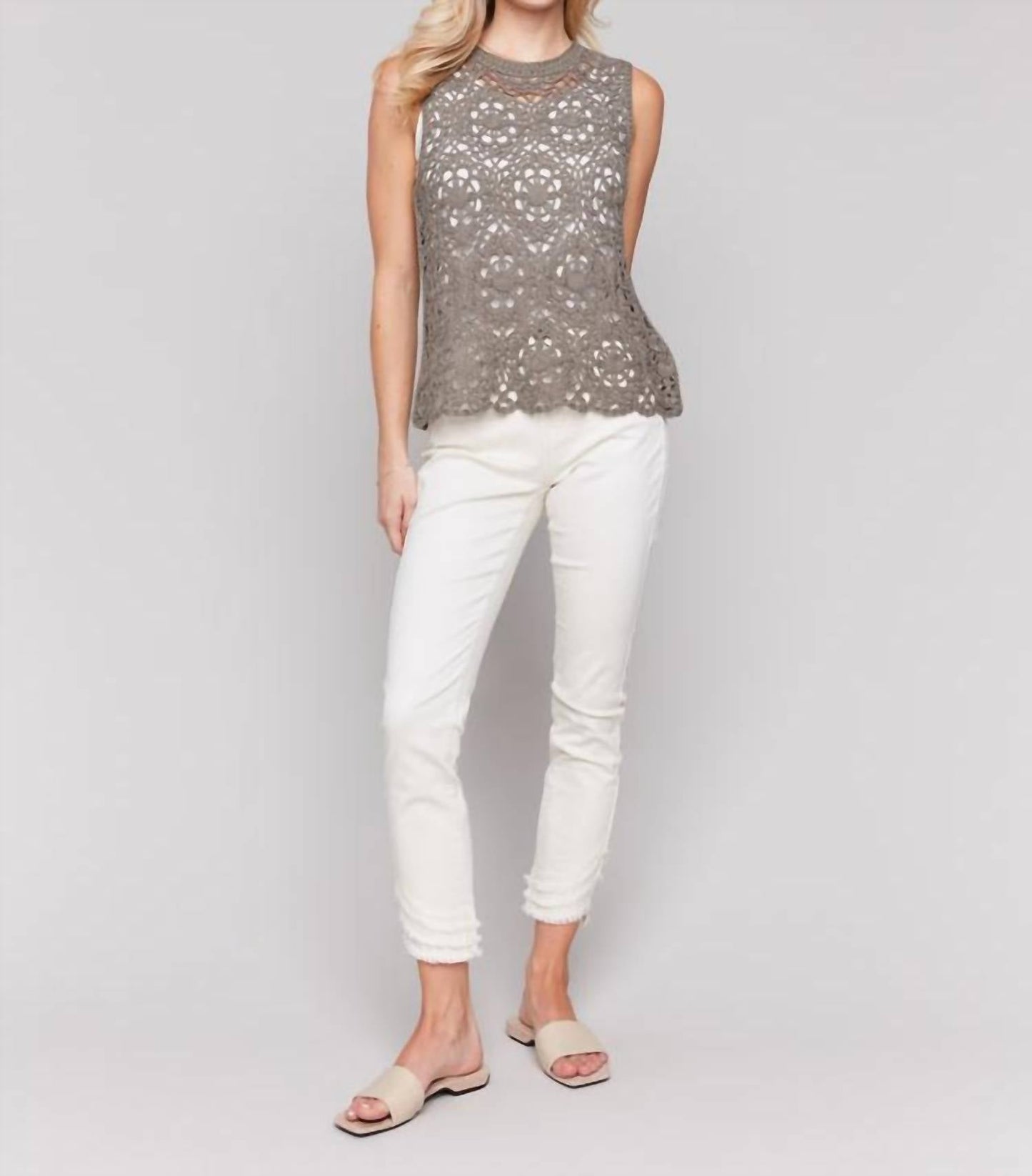 Charlie B - Sleeveless Floral Crochet Top