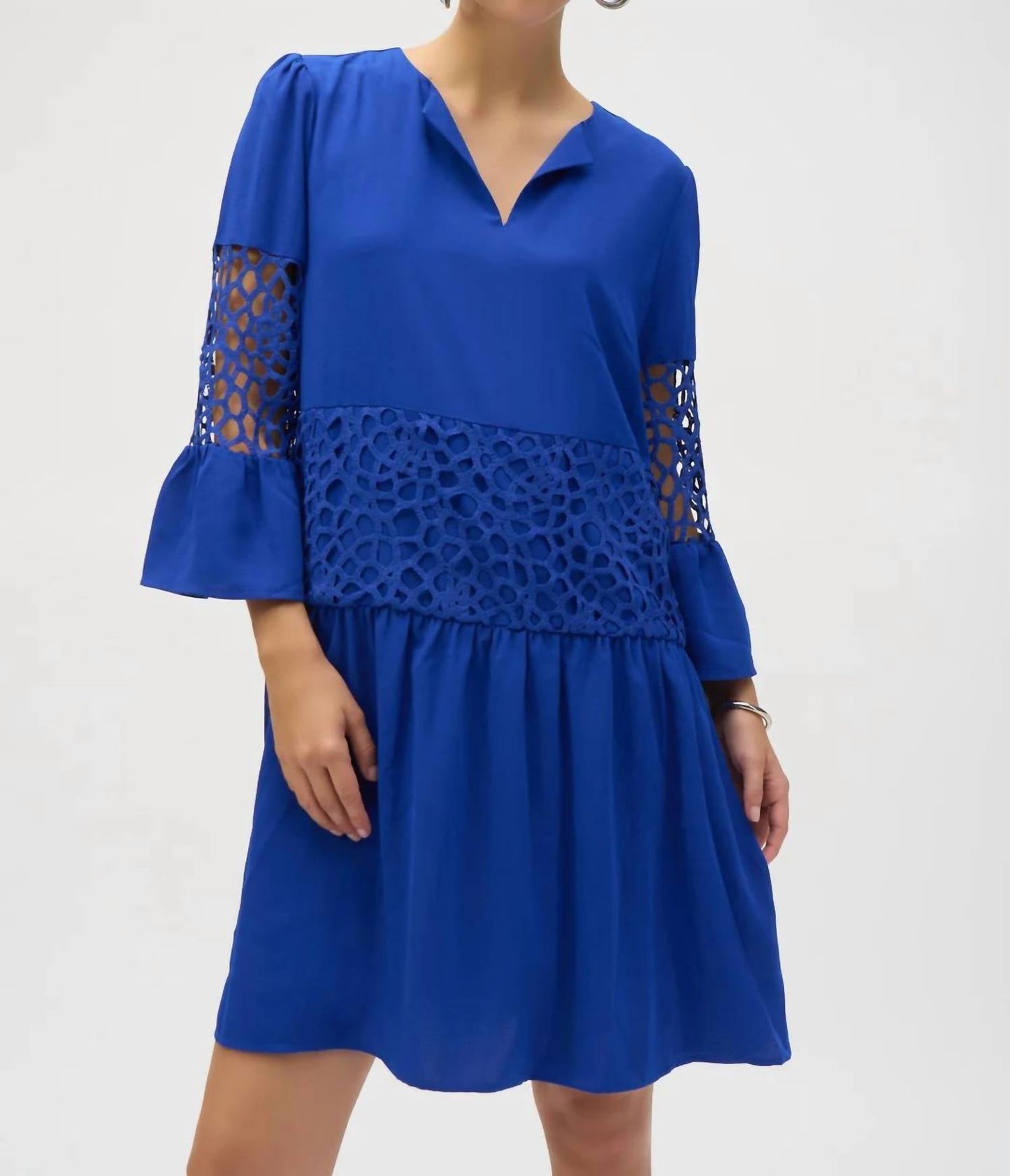 Joseph Ribkoff - Laser Cut Sleeves A-line Dress