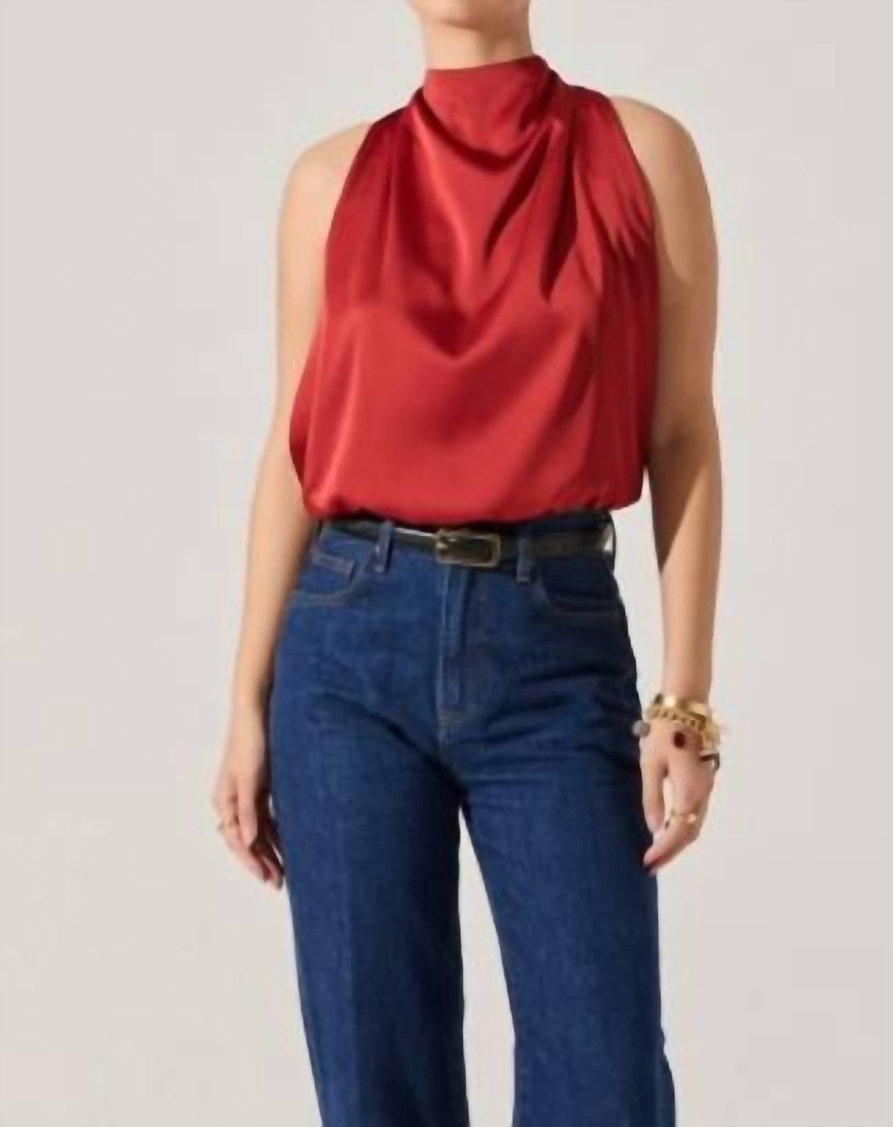 Astr - Joleisa Satin High Neck Top