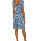 Leota Women's Brittany Dress in Sunrise Geo Sea of Belize Marshmallow Blue Size S