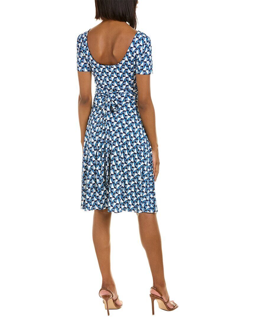 Leota Women's Brittany Dress in Sunrise Geo Sea of Belize Marshmallow Blue Size S
