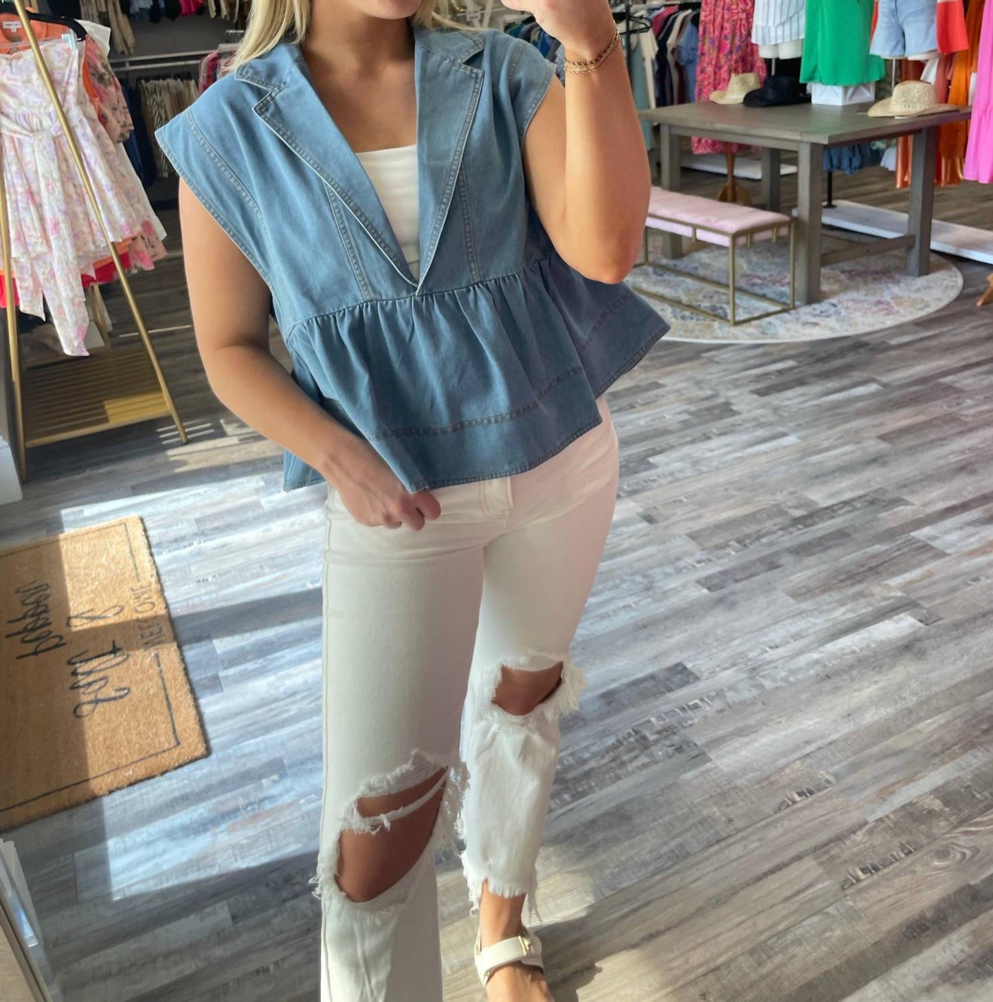 &Merci - Denim Babydoll Top