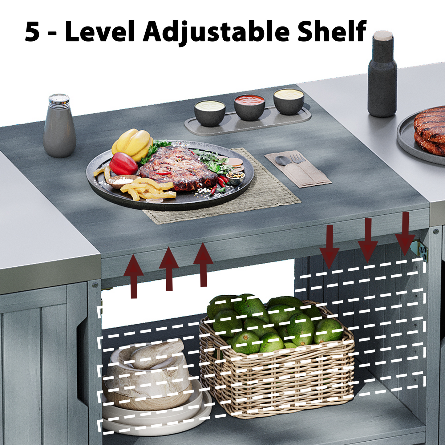 K&K 66.5" Outdoor Kitchen Island for Big Green Egg Grills