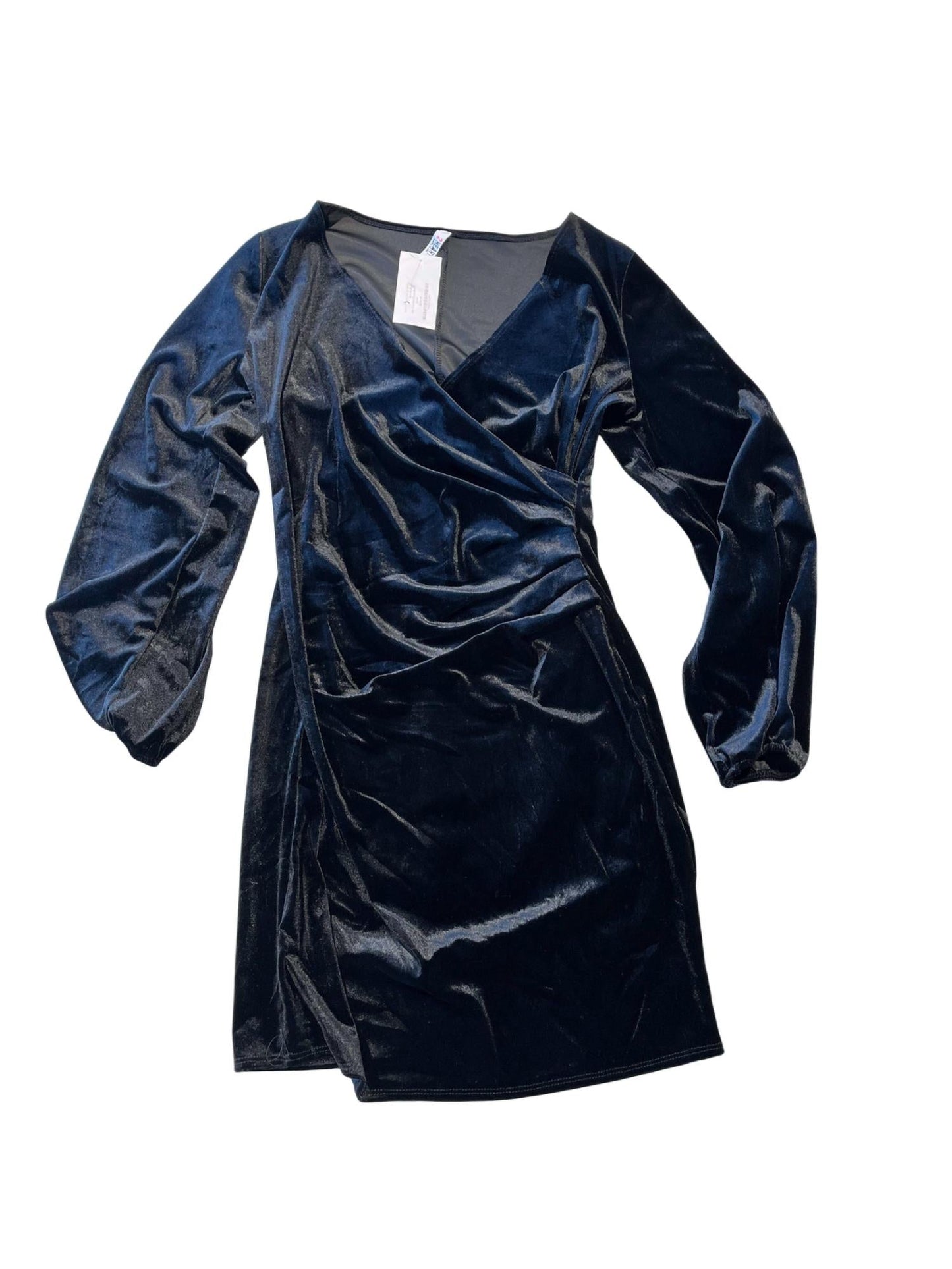2 Hearts Apparel - Women's Velvet Ruched Wrap Mini Dress
