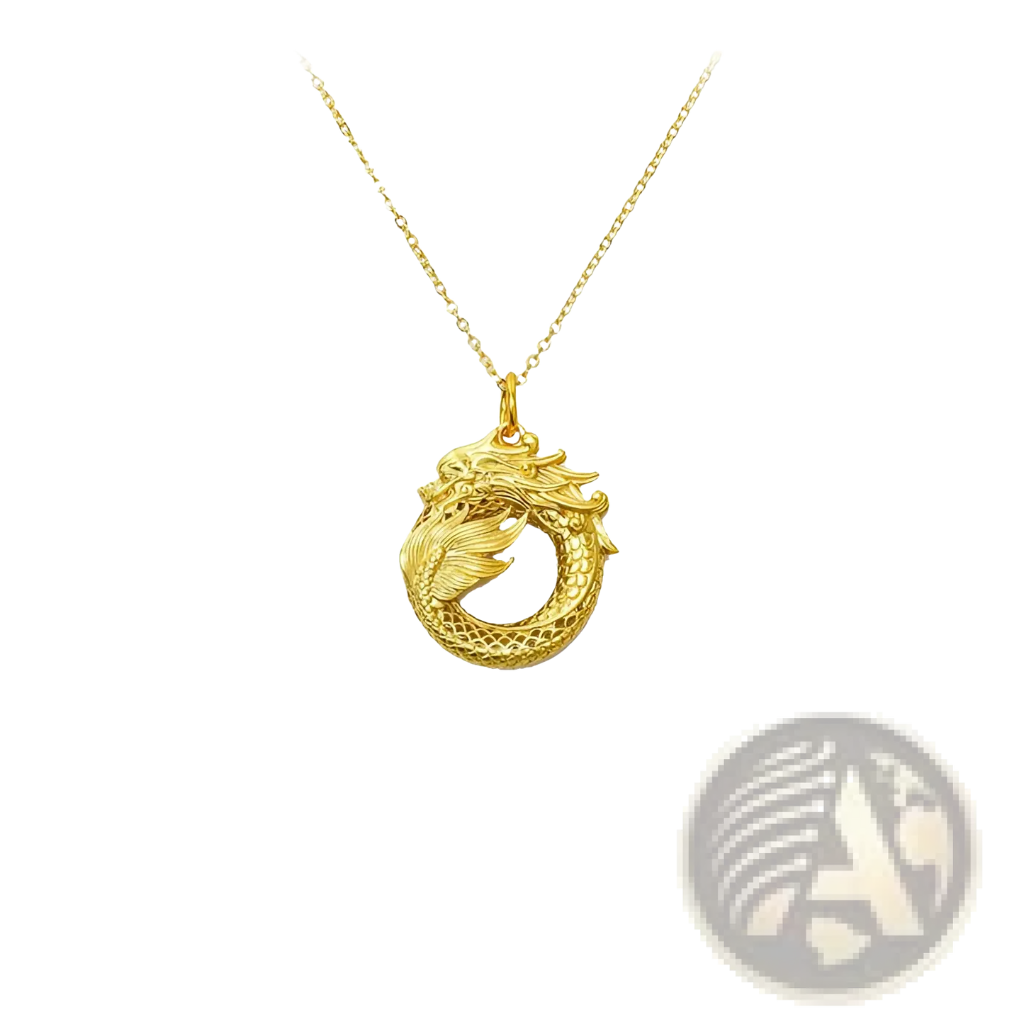 24k Gold Ouroboros Dragon Infinity Pendant Necklace