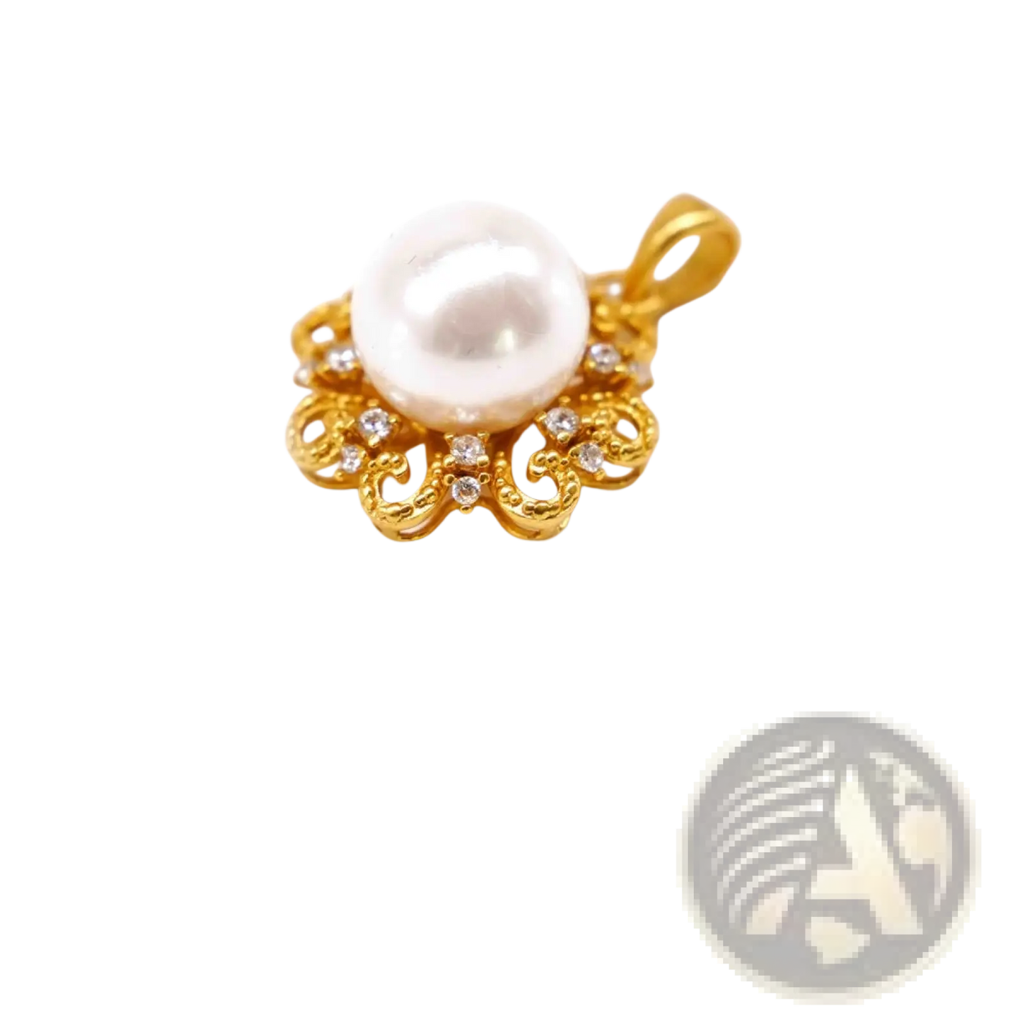 24k Gold Sun and Pearl Floral Pendant Necklace