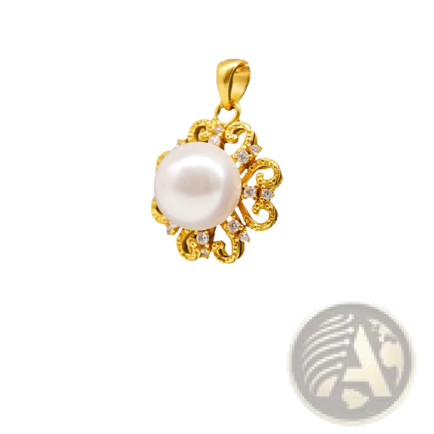 24k Gold Sun and Pearl Floral Pendant Necklace