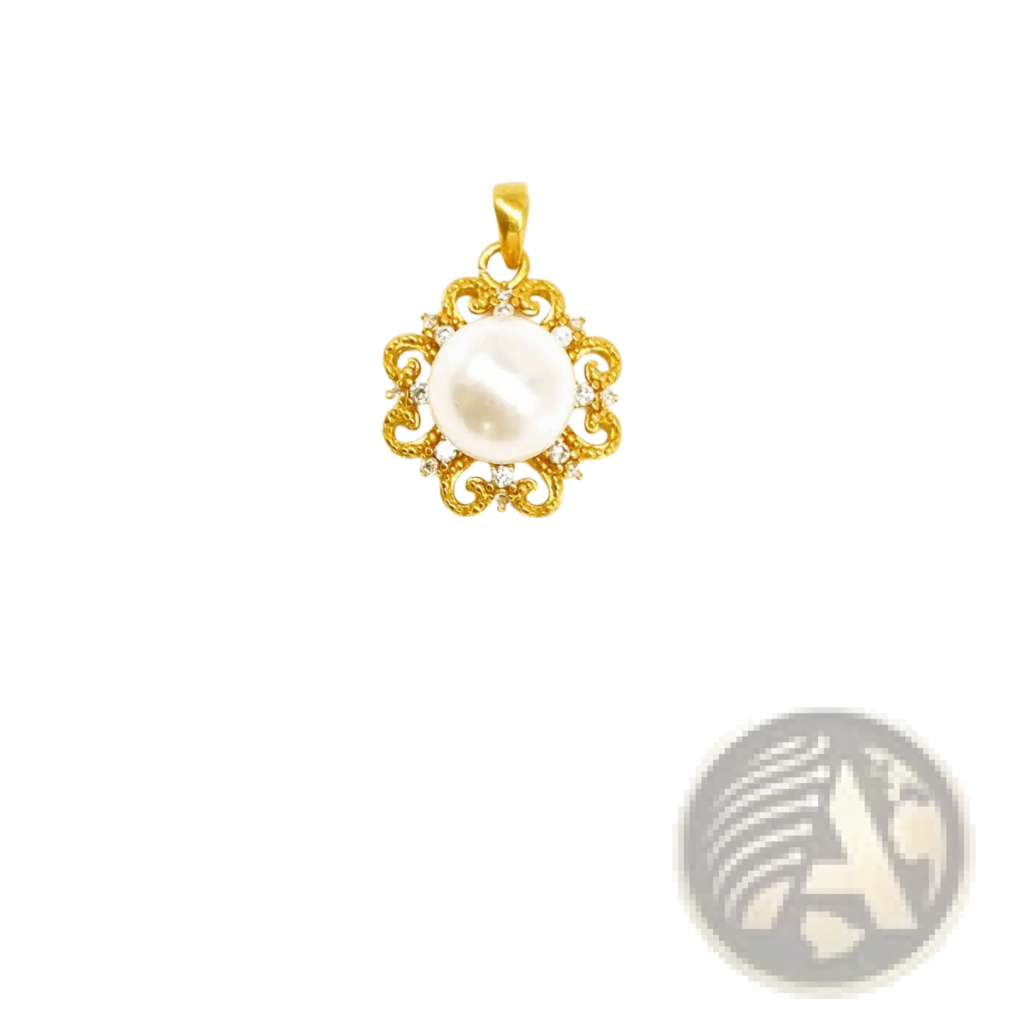 24k Gold Sun and Pearl Floral Pendant Necklace