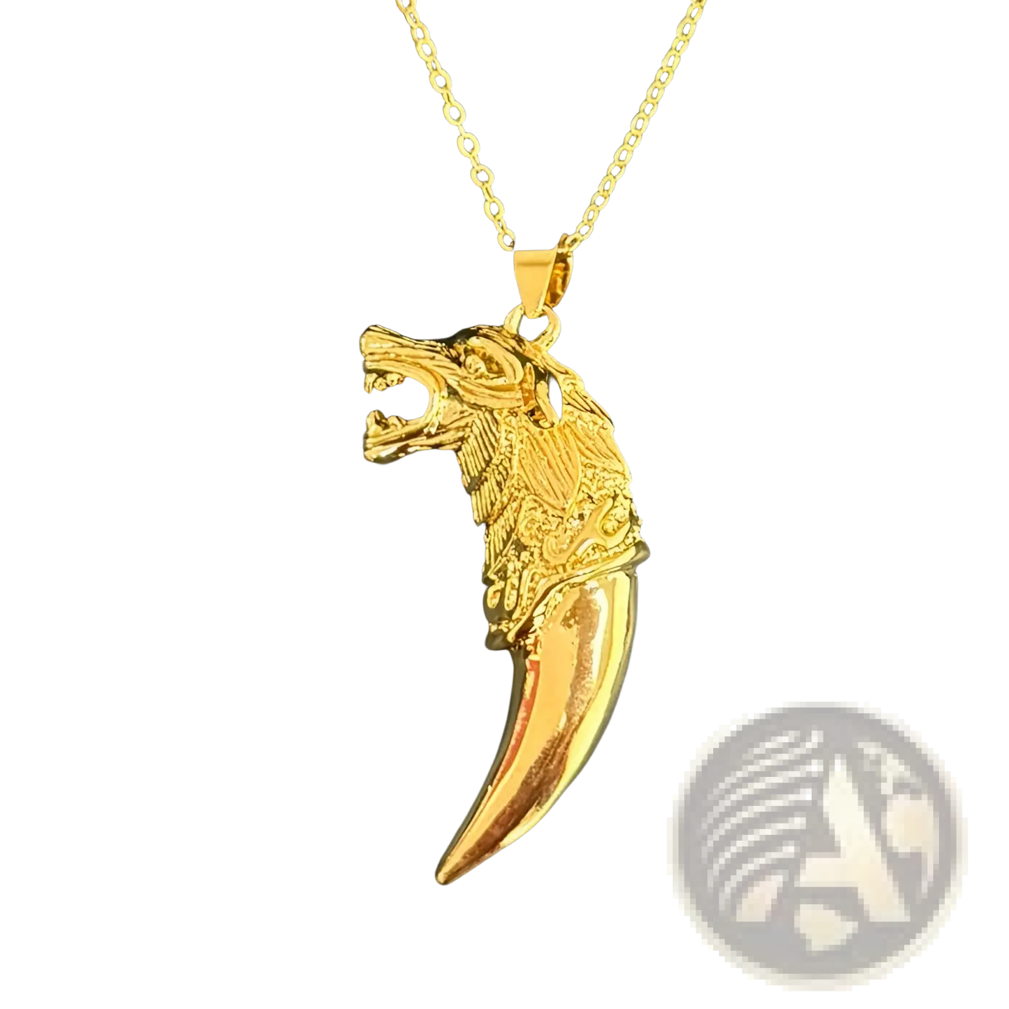 24k Gold Viking Wolf Totem Amulet Pendant Necklace