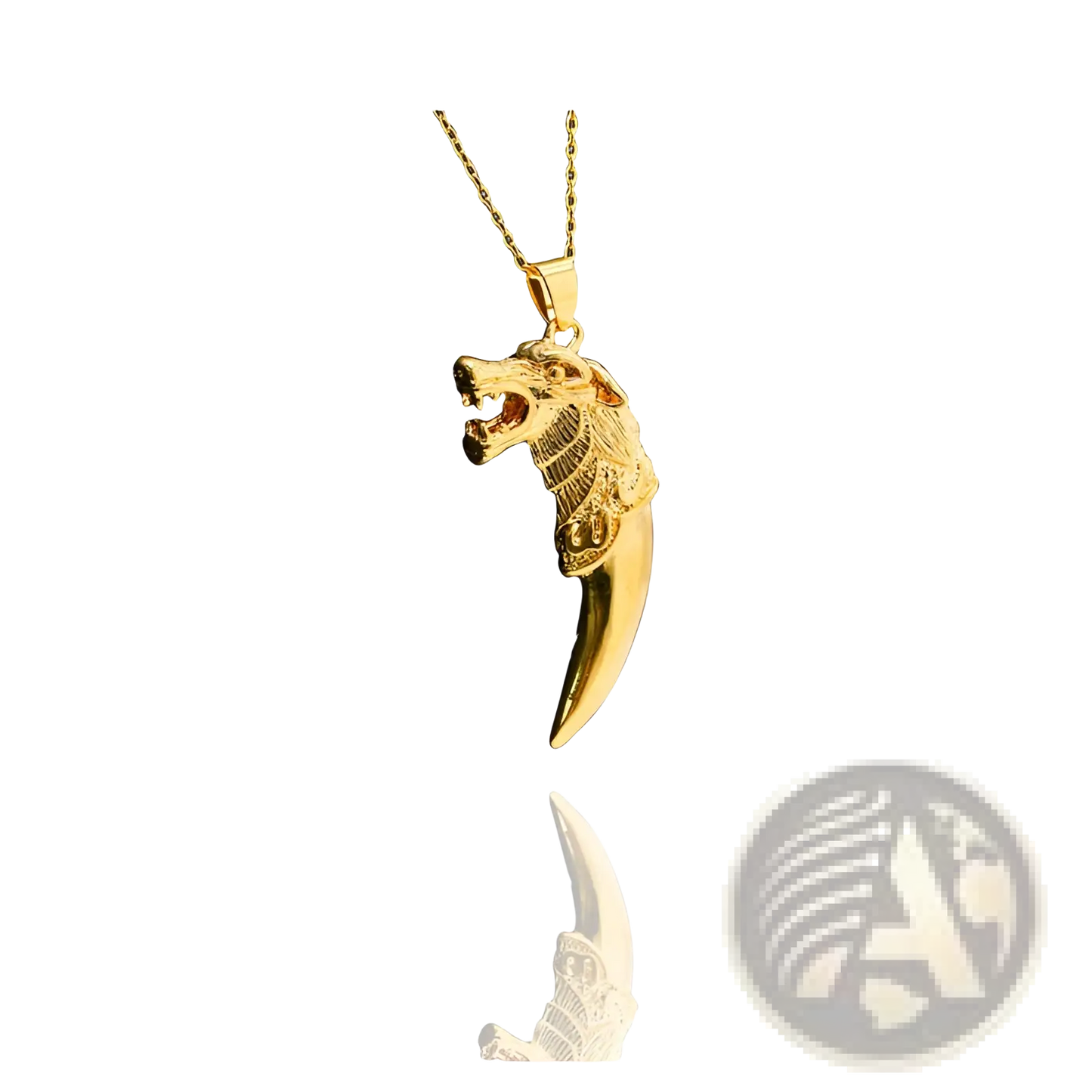 24k Gold Viking Wolf Totem Amulet Pendant Necklace