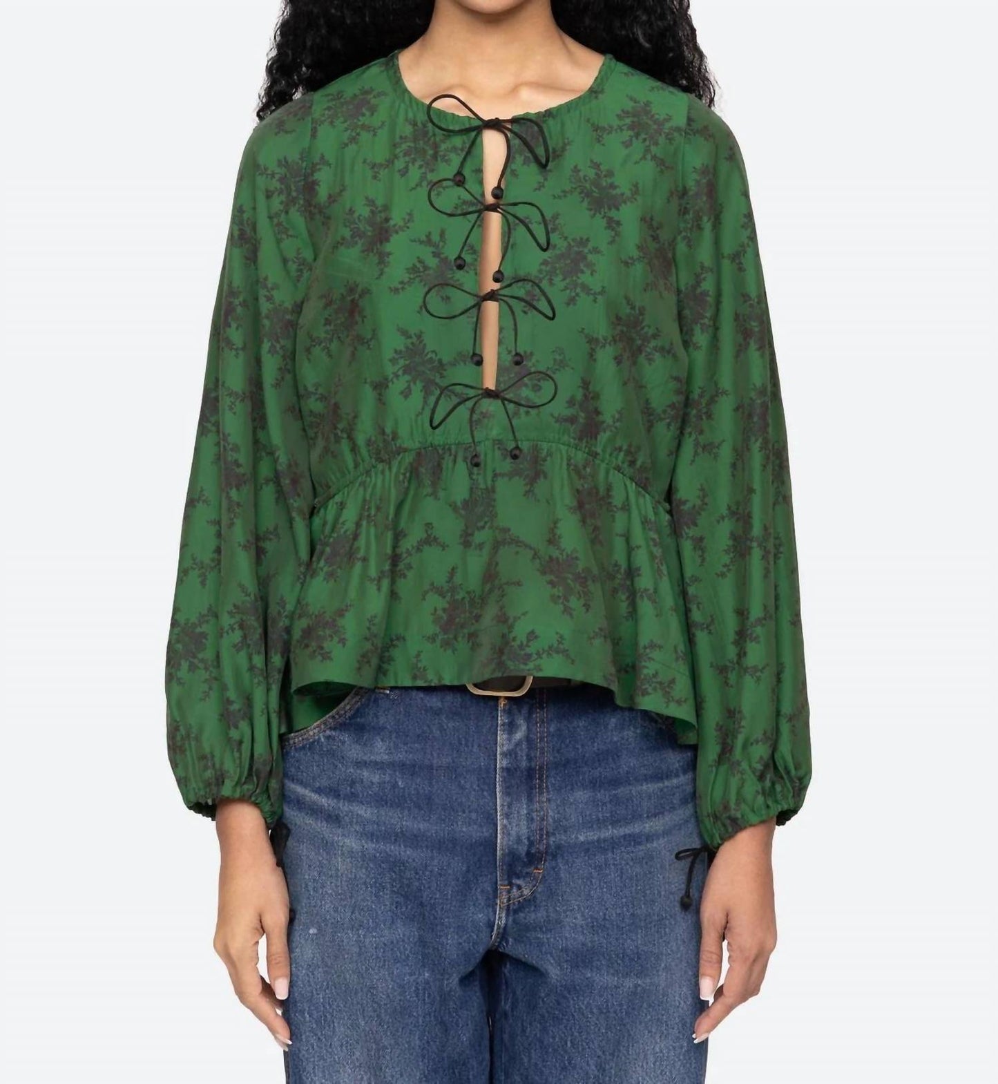 Sea - Joan Print Tie Front Top